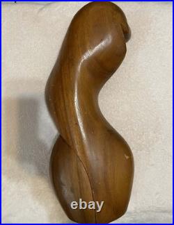 Vintage Mid Century Modern Carved Wood Sculpture Woman Bust Female Art Deco