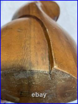 Vintage Mid Century Modern Carved Wood Sculpture Woman Bust Female Art Deco