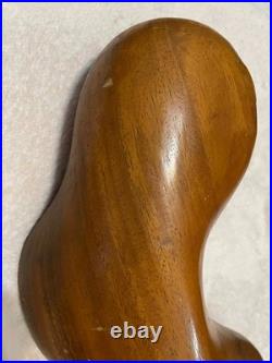 Vintage Mid Century Modern Carved Wood Sculpture Woman Bust Female Art Deco