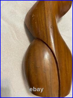 Vintage Mid Century Modern Carved Wood Sculpture Woman Bust Female Art Deco