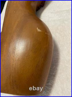 Vintage Mid Century Modern Carved Wood Sculpture Woman Bust Female Art Deco