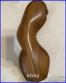 Vintage Mid Century Modern Carved Wood Sculpture Woman Bust Female Art Deco