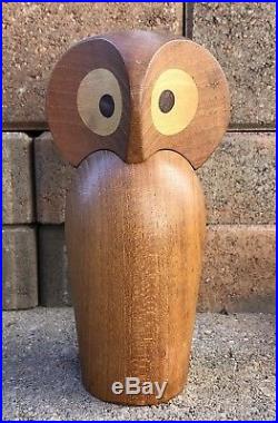 Vintage Mid Century Modern Denmark Large Teak Wood OWL Statue Sculpture 7