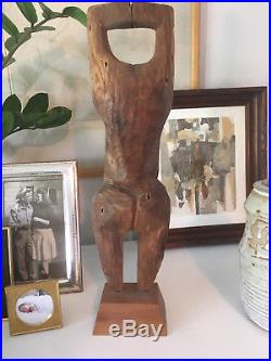 Vintage Mid Century Modern Female Nude Torso Carved Wood Sculpture