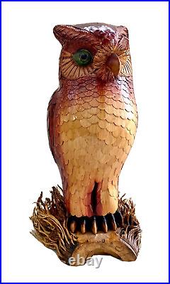 Vintage Mid-Century Modern Owl Sculpture, Bamboo, Wicker, Plant Fiber, China 15