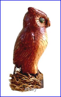 Vintage Mid-Century Modern Owl Sculpture, Bamboo, Wicker, Plant Fiber, China 15
