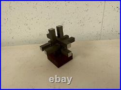 Vintage Mid Century Modern Unique Metal Sculpture on Wood Stand