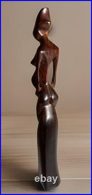 Vintage Mid Century Modernist Abstract Carved Wooden Sculpture 14H