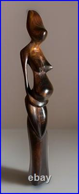 Vintage Mid Century Modernist Abstract Carved Wooden Sculpture 14H