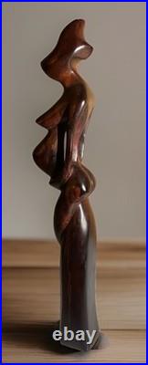 Vintage Mid Century Modernist Abstract Carved Wooden Sculpture 14H