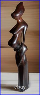 Vintage Mid Century Modernist Abstract Carved Wooden Sculpture 14H