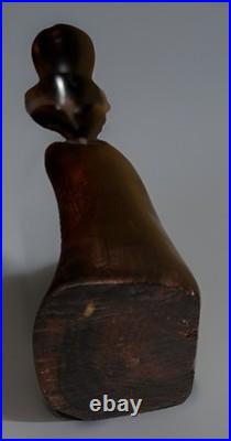 Vintage Mid Century Modernist Abstract Carved Wooden Sculpture 14H