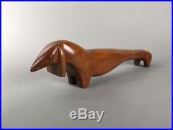 Vintage Mid Century Wood Carved Dachshund Stylized Modernist Dog Sculpture