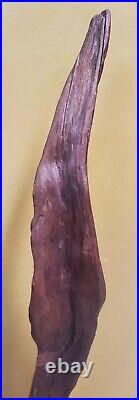 Vintage Mid Century Wooden Sculpture On Base 24 Inches Tall Wood Curved