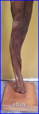 Vintage Mid Century Wooden Sculpture On Base 24 Inches Tall Wood Curved