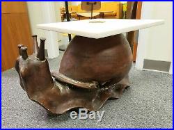 Vintage Mid-century Frederico Armijo Carved Wood Snail Sculpture Side End Table