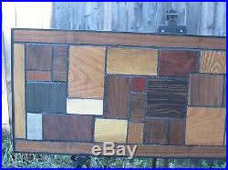 Vintage Modern Exotic Wood Wall art Panel Sculpture Mid Century Signed Keen