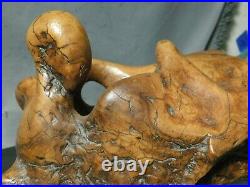 Vintage Modern NATURAL ASH BURL Abstract Wood Sculpture Reclining Female a Moore