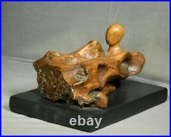 Vintage Modern NATURAL ASH BURL Abstract Wood Sculpture Reclining Female a Moore