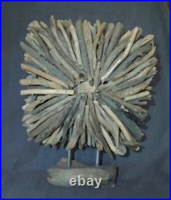 Vintage Modern Steel Beach Driftwood Wood Abstract Sculpture Large 17 Tx13 W