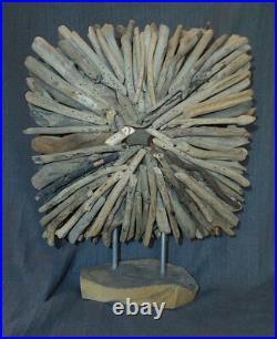 Vintage Modern Steel Beach Driftwood Wood Abstract Sculpture Large 17 Tx13 W