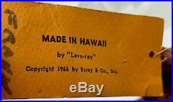 Vintage Monkey Pod Wood Carving SURFRIDER made in Hawaii by Lava Ray with1966 Tag