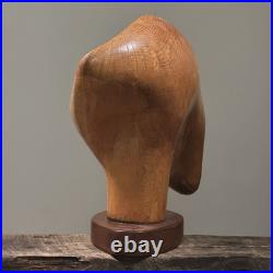 Vintage Monumental Abstract Biomorphic Modernist Wood Sculpture On Stand