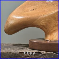Vintage Monumental Abstract Biomorphic Modernist Wood Sculpture On Stand