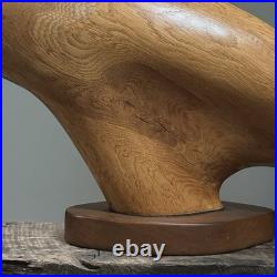 Vintage Monumental Abstract Biomorphic Modernist Wood Sculpture On Stand