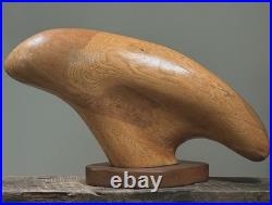 Vintage Monumental Abstract Biomorphic Modernist Wood Sculpture On Stand
