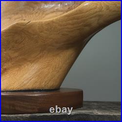Vintage Monumental Abstract Biomorphic Modernist Wood Sculpture On Stand