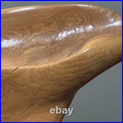 Vintage Monumental Abstract Biomorphic Modernist Wood Sculpture On Stand