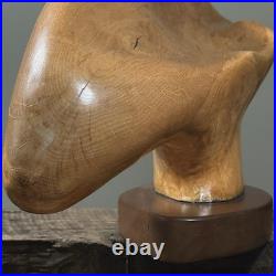 Vintage Monumental Abstract Biomorphic Modernist Wood Sculpture On Stand