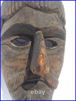 Vintage Moor Dance Mask Mexico Hand Carved Wood Great Wall Decor Art Sculpture