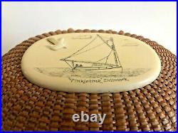 Vintage Nantucket Lightship Basket Purse by Stanley Roop c 1966 Sayle Carving