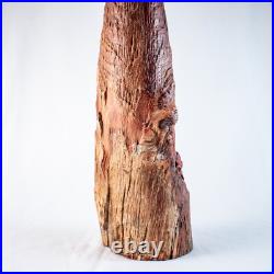 Vintage Native American Chief Handcraft Curved Wood Sculpture Size 20L x 5W