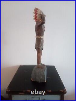Vintage Native American Indian Chief Wood Folk Art Carving Statue Figurine 18