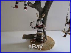 Vintage Native American Indian Painting Wood Kachina Doll Sculpture Tree Statue