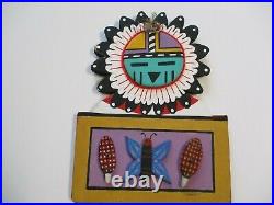 Vintage Native American Indian Sculpture Hanging Painting Signed Rare Tribal Art