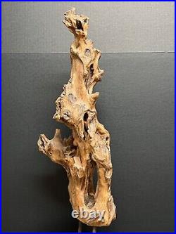 Vintage Natural Abstract Driftwood Art Sculpture On Wooden Base