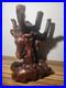 Vintage Natural Burl Root Wood Sculpture Stand Rustic Driftwood Base