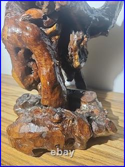 Vintage Natural Burl Root Wood Sculpture Stand Rustic Driftwood Base