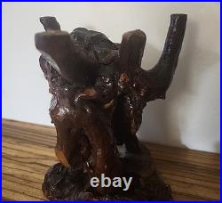 Vintage Natural Burl Root Wood Sculpture Stand Rustic Driftwood Base