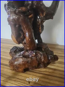 Vintage Natural Burl Root Wood Sculpture Stand Rustic Driftwood Base
