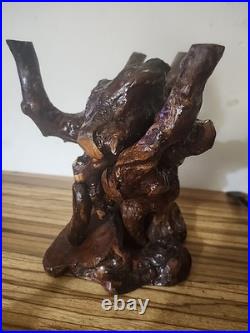 Vintage Natural Burl Root Wood Sculpture Stand Rustic Driftwood Base