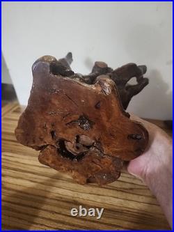 Vintage Natural Burl Root Wood Sculpture Stand Rustic Driftwood Base