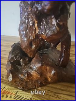 Vintage Natural Burl Root Wood Sculpture Stand Rustic Driftwood Base