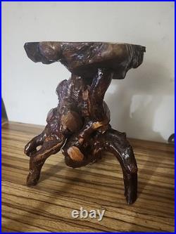 Vintage Natural Burl Root Wood Sculpture Stand Rustic Driftwood Base