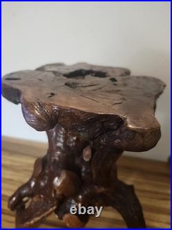 Vintage Natural Burl Root Wood Sculpture Stand Rustic Driftwood Base