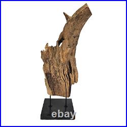 Vintage Natural Driftwood Sculpture on Marble Base Sculpture Art Beach Art